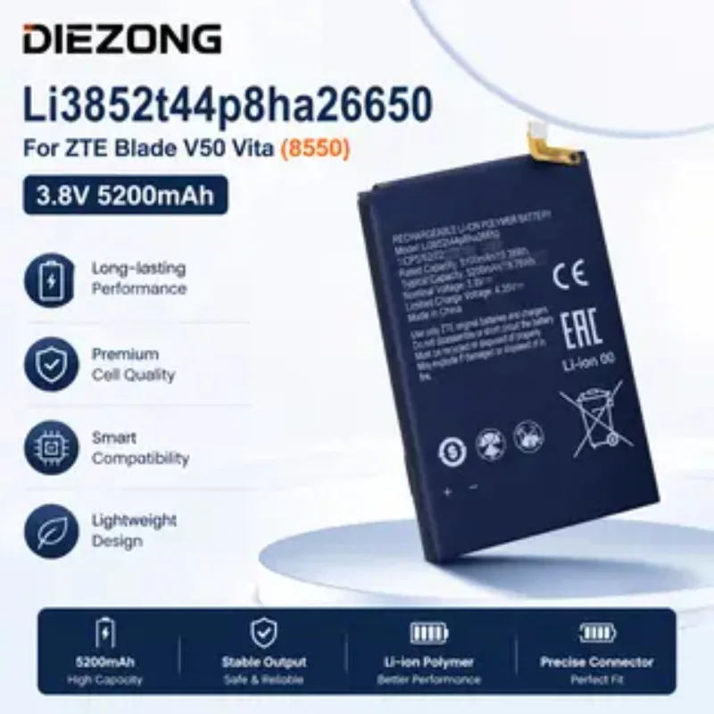 

NEW 5200mAh LI3852T44P8HA26650 Mobile Phone Battery For Zte Blade V40 Vita High-Performance Fast Shipping Persistent standby