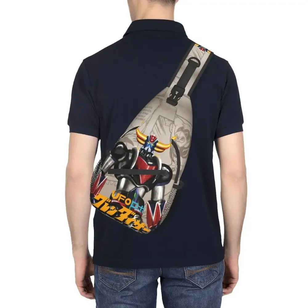 Grendizer Anime Sling Crossbody Backpack Men Custom UFO Robot Goldorak Shoulder Chest Bag for Cycling Camping Daypack