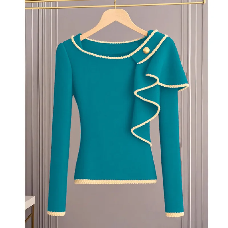 

Light Luxury High-end Long Sleeved Knitted Sweater Women 2025 New Autumn French Style Light Mature Pullover Women's Clothing