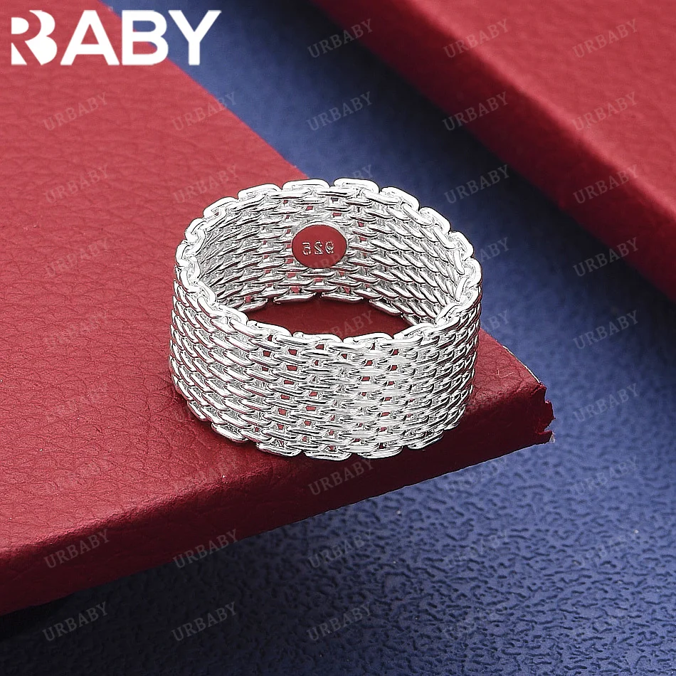 

URBABY 925 Sterling Silver Chain Ring Fashion Jewelry Vintage Grace Charm Noble Party Birthday Gifts