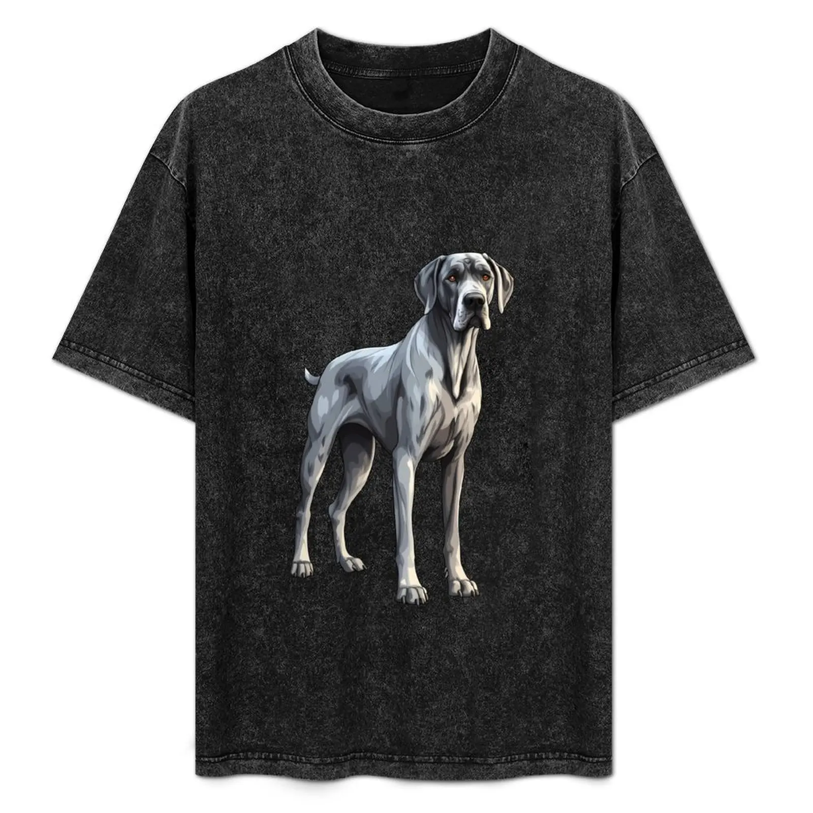 Great Dane Puppy Dog Grey / Silver Drawing T-Shirt Clothing summer tops tees oversizeds Men's cotton t-shirt