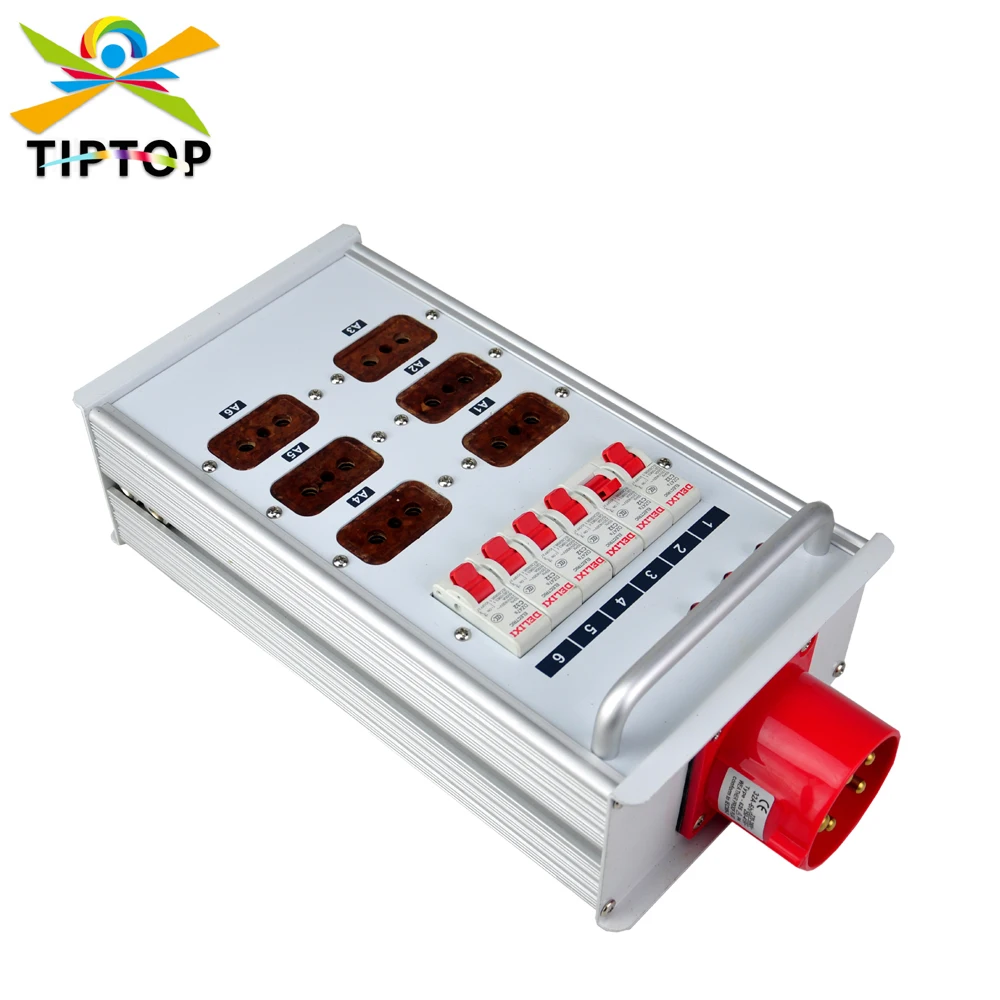 TIPTOP 8 Way Output Power Distributor Controller 6 x 40A EU Plug Socket with 2 Multi-function Socket Delixi Air Switch DZ47S C32