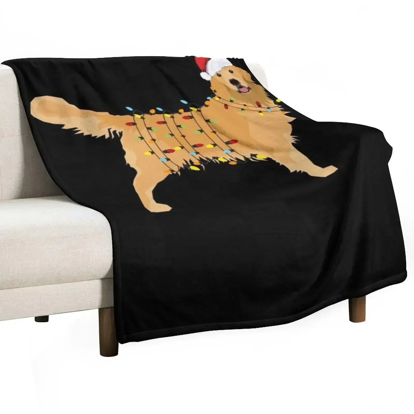 Golden Retriever Holiday Christmas Light Throw Blanket Retros christmas gifts Hairy Personalized Gift Warm Blankets