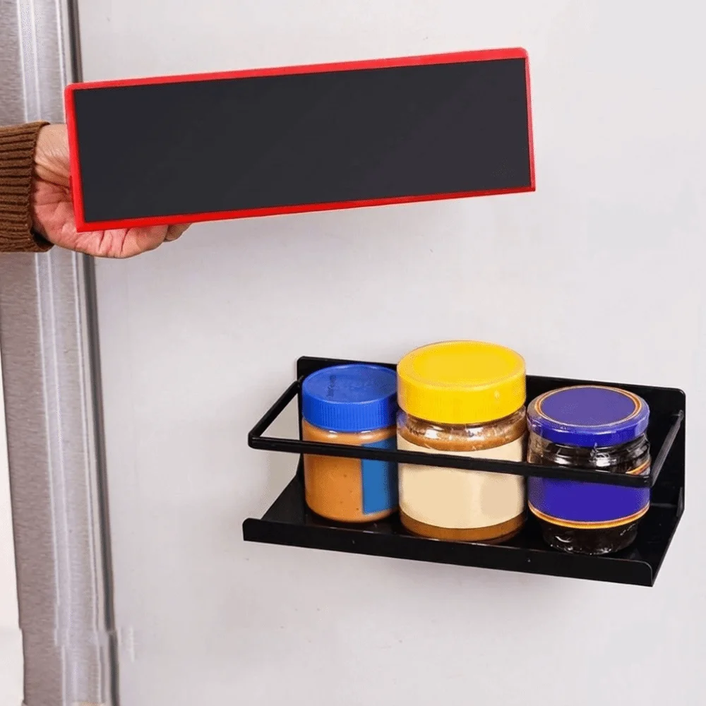 Wall Mounted Magnetic Storage Shelf Space Saving Plastic Magnetic Refrigerator Shelf Large Capacity No-Drill