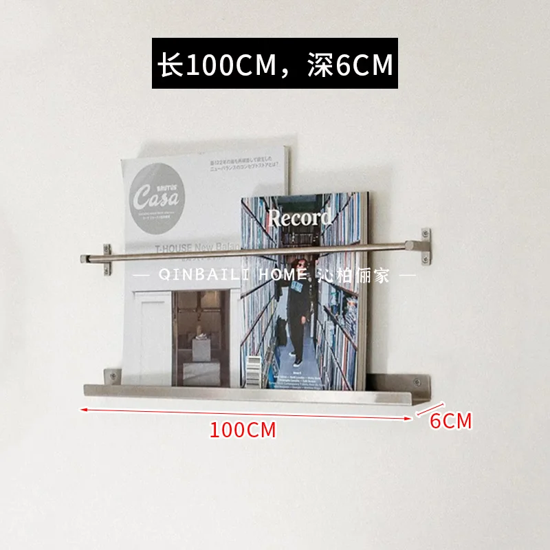 Modern Minimalist Magazine Rack Stainless Steel Wall Mounted Book Shelf Floating Display Organizer Living Room Storage Solution