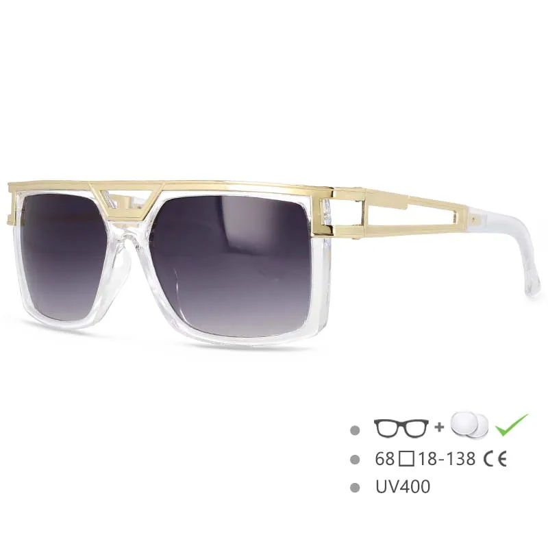 54598 Retro Brand Men's Sunglasses Shades Rectangular Large Frame Hollow Legs Outdoor Goggles UV400