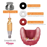 Juego de tapas de retenedor de junta tórica Dental, Kit de carcasa de Metal para retención de sobredentadura para accesorios de muesca de bola compatibles con Hiossen