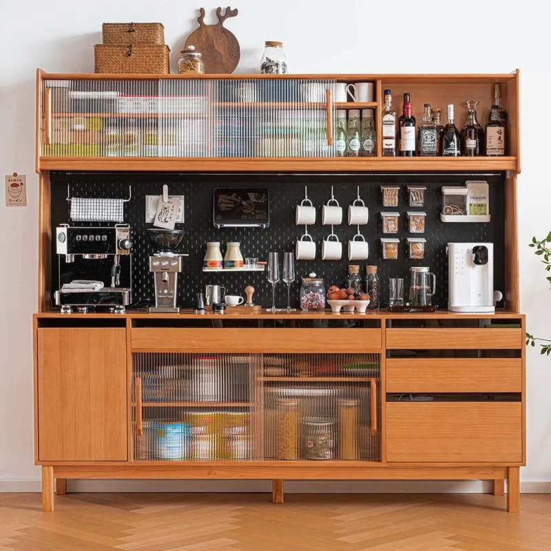 

Премиум-шкаф для столовой из массива скандинавского дерева, японский простой высокий шкаф-тумба для чая