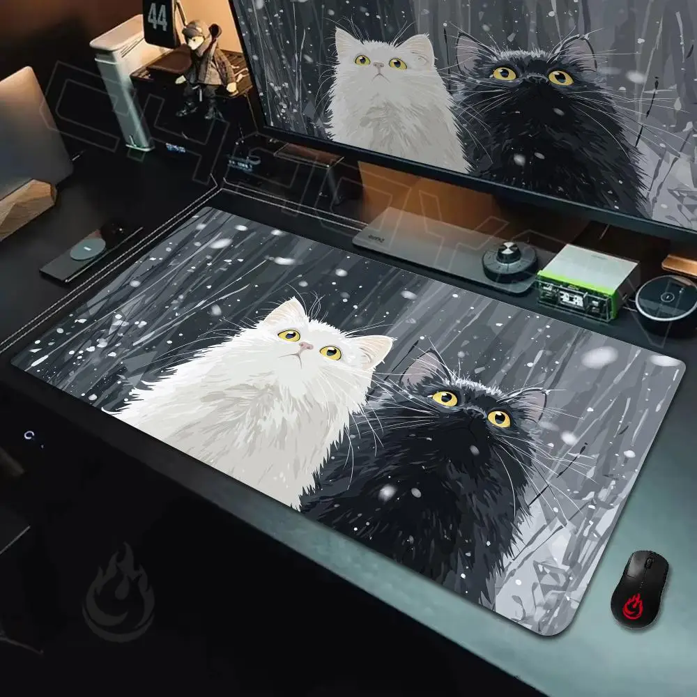 Minimalist black and white cats Mouse Pad Large Computer Office Game Table Mats Rubber Anti-slip XXL Mouse Mat HDP Long Desk Pad