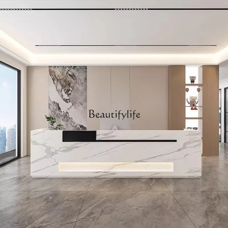 

Company Front Desk Reception Table Simple Modern Hotel Custom Painted Cashier Desk