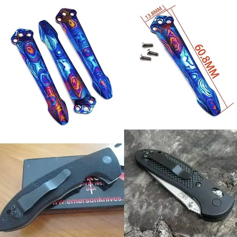 Cnc timascus materia faca titânio braçadeira de bolso de uma peça para benchmade griptillian 551 bugout 535 575 emerson cqc zt0920