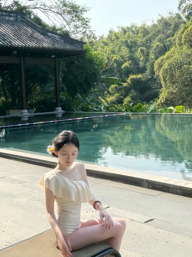 

Купальник-боди для похудения, термокупальник в корейском стиле, простой повседневный купальник Ins Sle White Tea для женщин