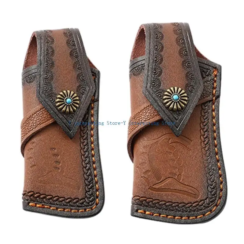 

896A Elegant Leather Sheath Multifunctional Knife Sleeve Convenient Foldings Knife Storage Holsters for Cooking Enthusiasts