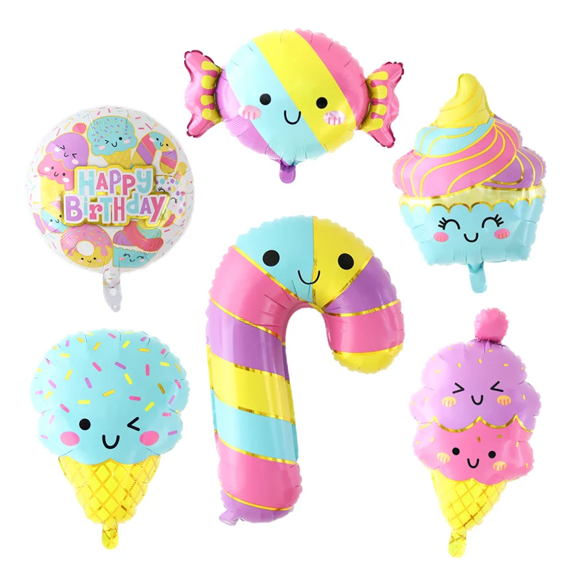 Cute Candy Ice Cream Cake Dessert Foil Balloon Birthday Dance Party Wedding Party Summer Baby Bath Decoration Inflatables Toys