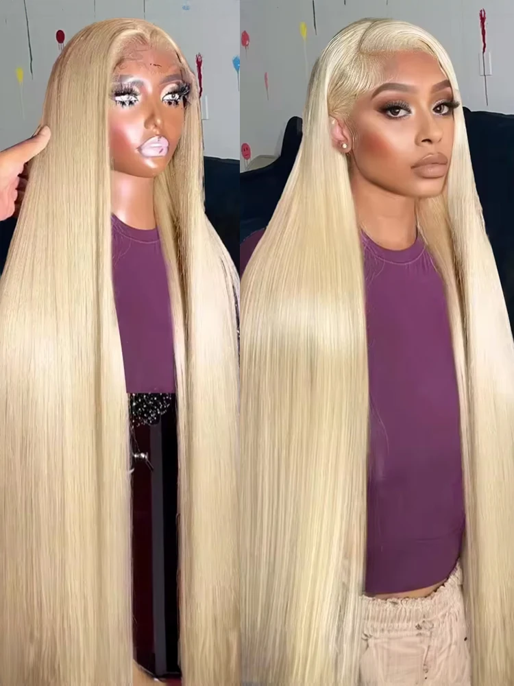 

613 Honey Blonde 13x6 Lace Frontal Human Hair Wigs Brazilian HD Transparent Straight 13x4 Lace Front Wigs For Women Bleach Knots
