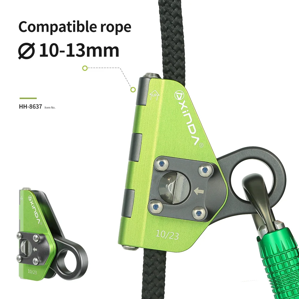 Xinda Climbing Belay Devices Hinge Mechanical Grab Knot Self-Locking Auto Carabiners Anti Fall Protective Grasp Rope Gear