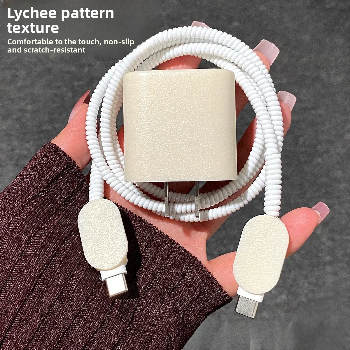 18W/20W Charger Protective Case Fashion Leather Cable Protector for iPhone 16 15 Charging Cable Data Charger Rope Cable Winder