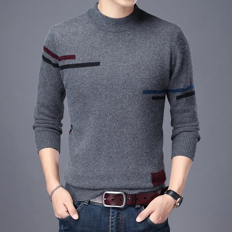 

Men's new casual business sweater in autumn and winter, thickened, warm and comfortable knitted bottoming sweater