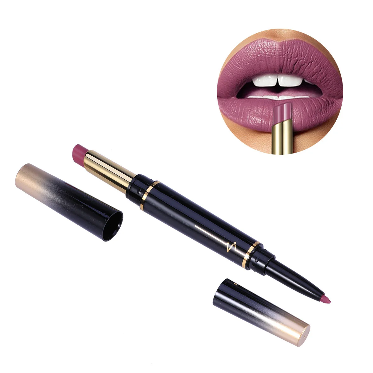 ลิปสติกแบบไม่ติดแก้ว 2 หัว 14 สีแมทติดทนนาน สีสันสดใส ดินสอเขียนขอบปากเนื้อเนียนลื่น ลิปสติกเนื้อแมท