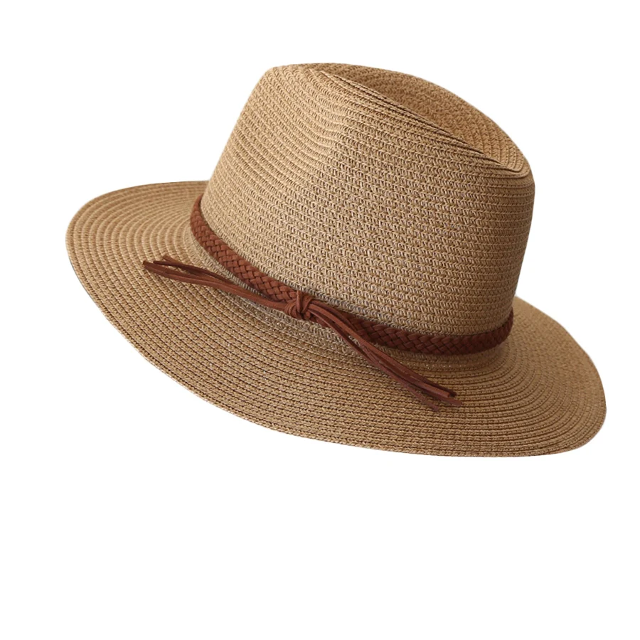 Damen Herren Strohhut mit breiter Krempe, Fedora, Sommer, Strand, UV-Schutz, Sonnenhut, UPF-Strohhut für Damen – Detail 6