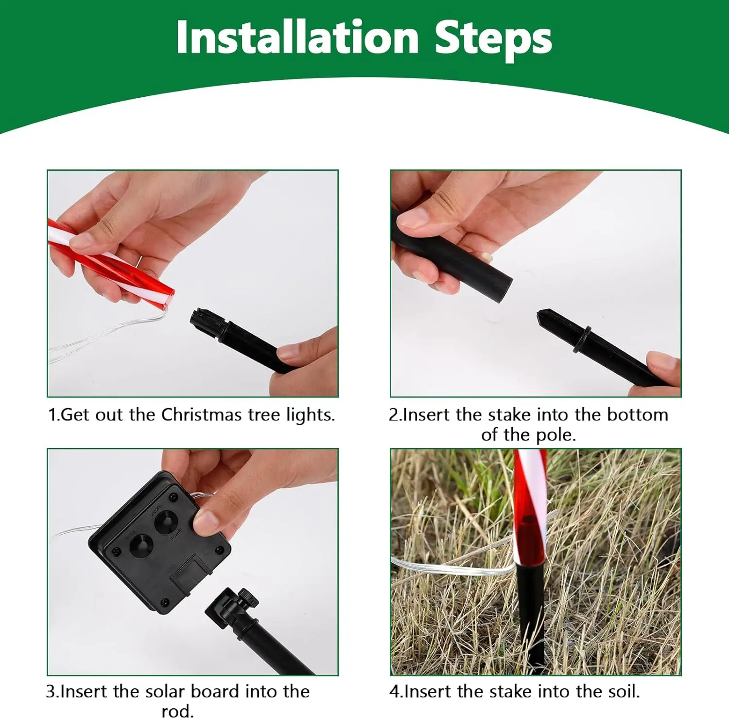 Outdoor Christmas Candy Cane Lights Waterproof LED Walking Path Tree Decorations for Festive Garden Landscape