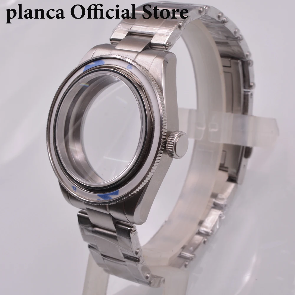 

39mm silver Stainless steel watch case domed sapphire glass fit NH35 NH36 NH34 ETA2824 PT5000 movement