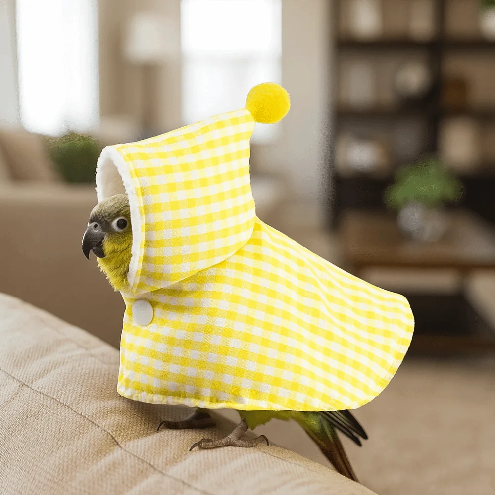 

Pet Accessories Warm Bird Cloak Thickened Plaid Bird Flight Suit Windproof Bird Jacket Coat Outdoor