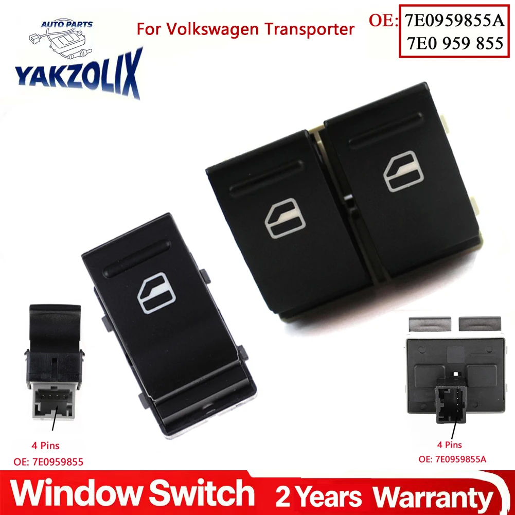 Image of Für VW Transporter Multivan T5 2003 2004 2005 2006 2007 2008 2009 - 2015 Fensterheber-Schalter Steuerknopf 7E0959855A