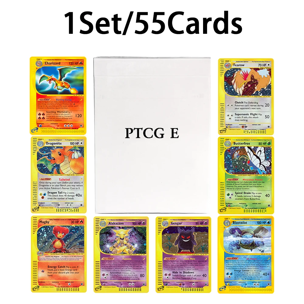 PTCG-E Proxy Card Aquapolis Blastoise Mewtwo Dragonite Pichu Venusaur Espeon Tyranitar Board Games PKM Foil Cards Whole Set