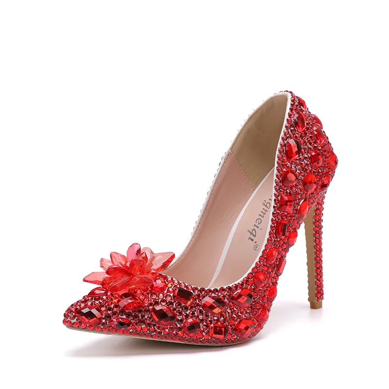 

Bloom Steps crystal new 11cm high heel stiletto low top pointed blue banquet wedding high heels