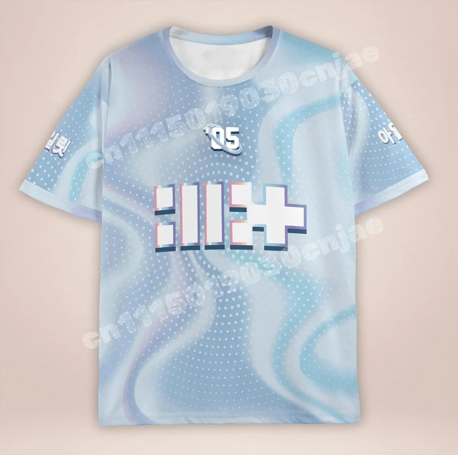 Kpop NMIXX Iroha Nr. 5 Gradient Tie Dye Sport Jersey Leichtes T-Shirt Familien-Set Eltern-Kind-Konzert-Outfit Familien-Kinder-T-Shirts – Detail 6