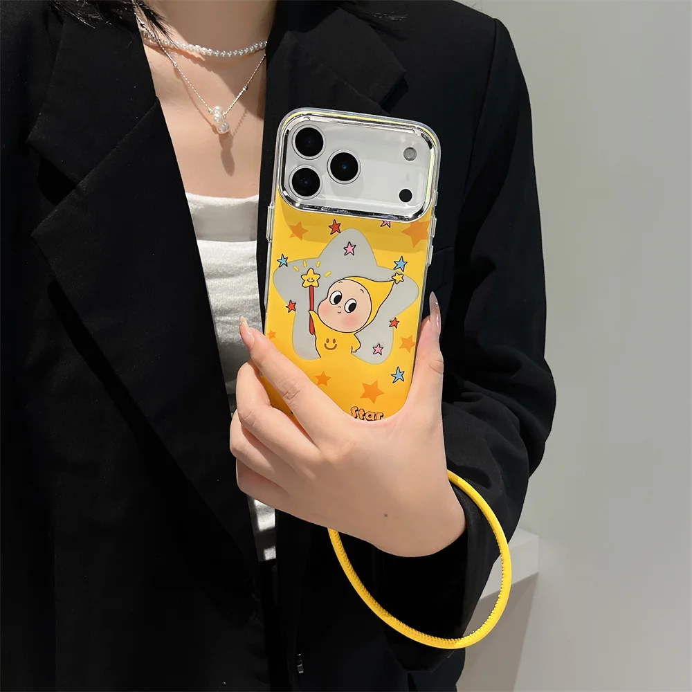 

Korean INS cute cartoon star magic wand phone case for iPhone 17 Pro Max 15 14 16 Pro cover with hinged shockproof Cases fundas