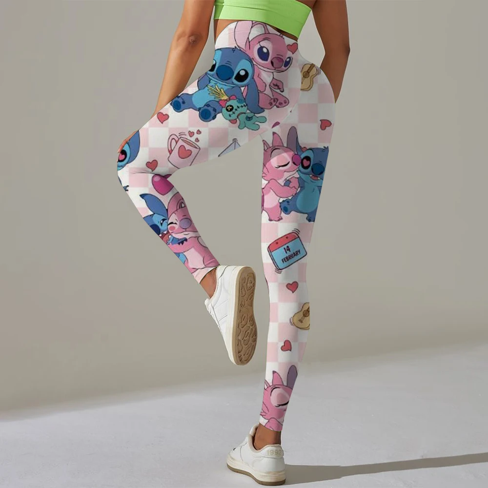 

Disney Stitch Printed Yoga Sports Tights Women's Running Pants Sexy Hip Lifting Tights Push Up Pants Gym