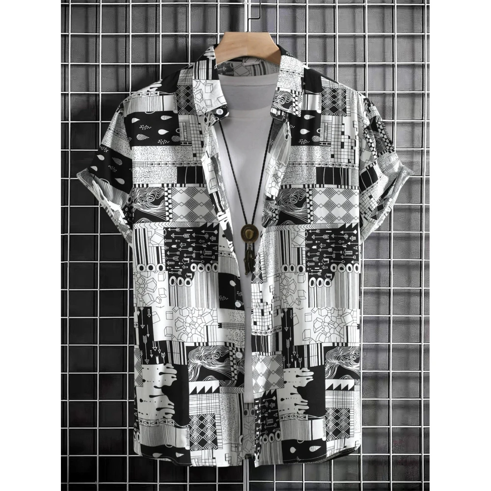 Hawaiian Shirt Man Art Block 3D Printed Shirt Fashion Men's Clothing Shirts for Man Korean Popular Clothing Shirt Man