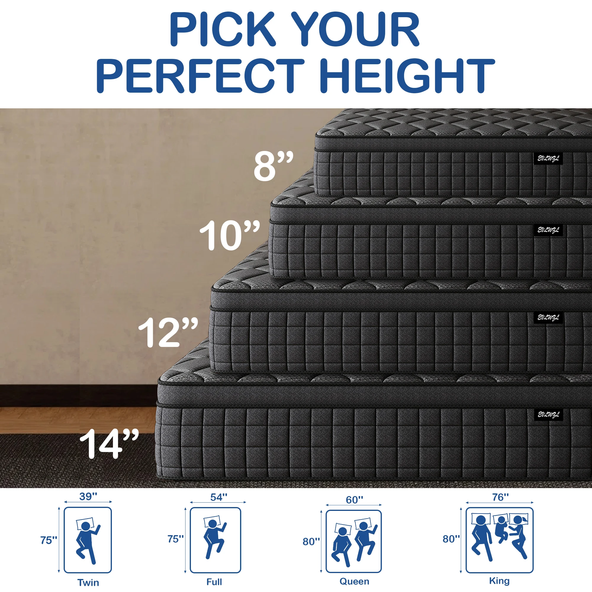 8inch 10inch 12 Inch 14 Inch Multilayer Hybrid Twin Full Queen King Size Mattress- Multiple Sizes & Styles Available, Ergonomic Design with Memory Foam And Pocket Spring, Medium Firm Feel view 4