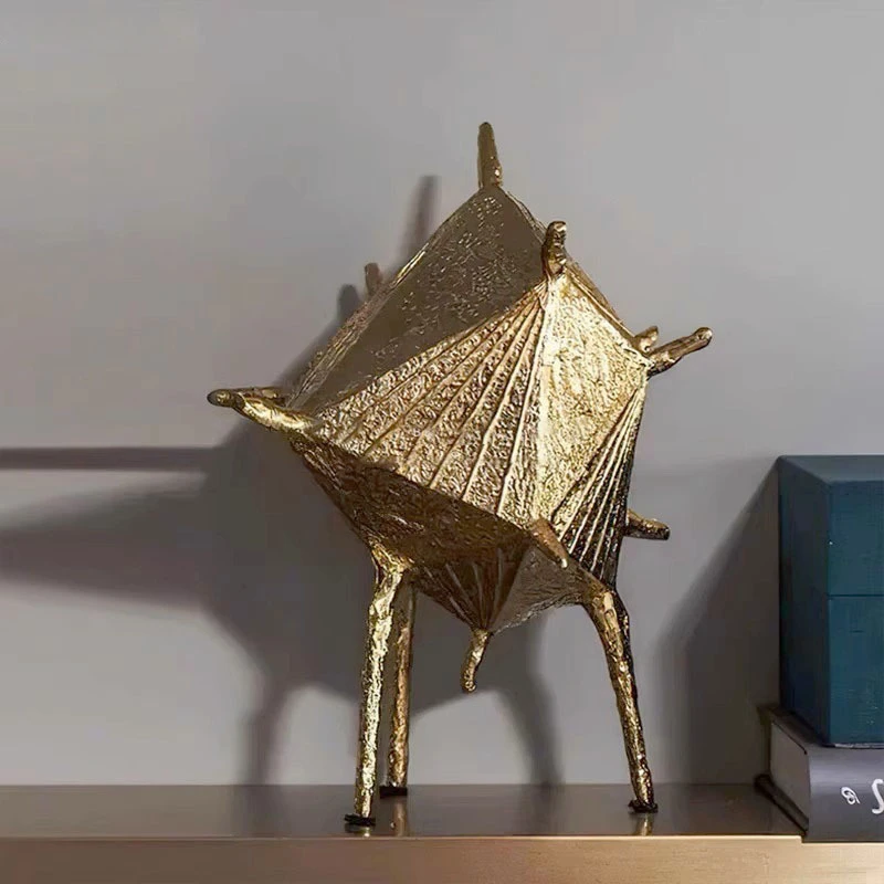 Light Luxury Spike Crafts Ornaments, Minimalism Household Desk Decoration, Creative Golden Modern Artwork Gold Geometric Ornamen