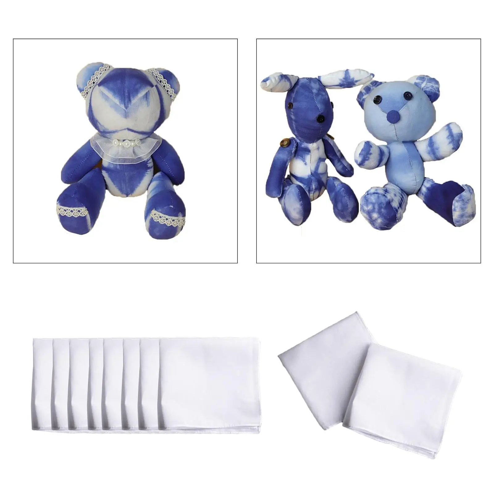 4 × 10 عبوات مناديل قطنية بيضاء للرجال، مناشف مربعة صغيرة لمشاريع DIY