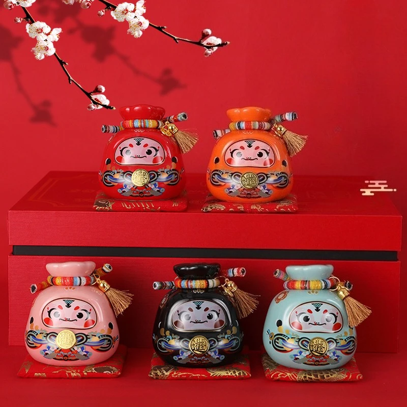 Snake Year piggy bank ornament, lucky bag, cute snake, national trend mascot, ceramic gift, New Year's party souvenir