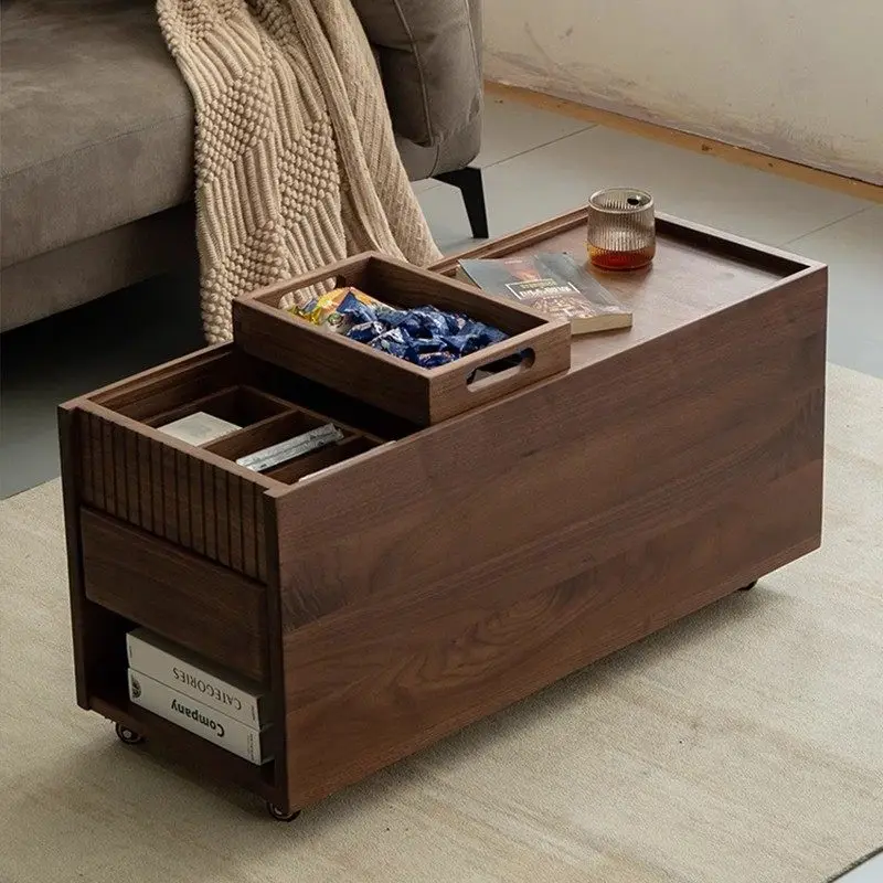 

Furniture North American black walnut sofa edge few movable modern simple living room side cabinet tea
