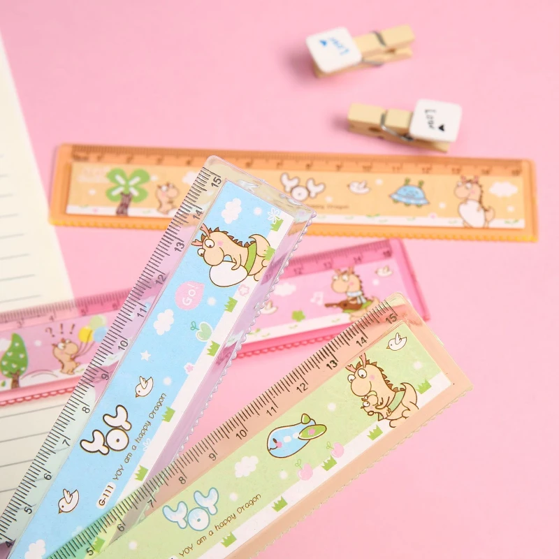 

60pcs Cute Cartoon Rulers 15cm Plastic Rulers Kawaii Anime Stationery School Supplies Wholesale Student Tools Oficina Gadgets