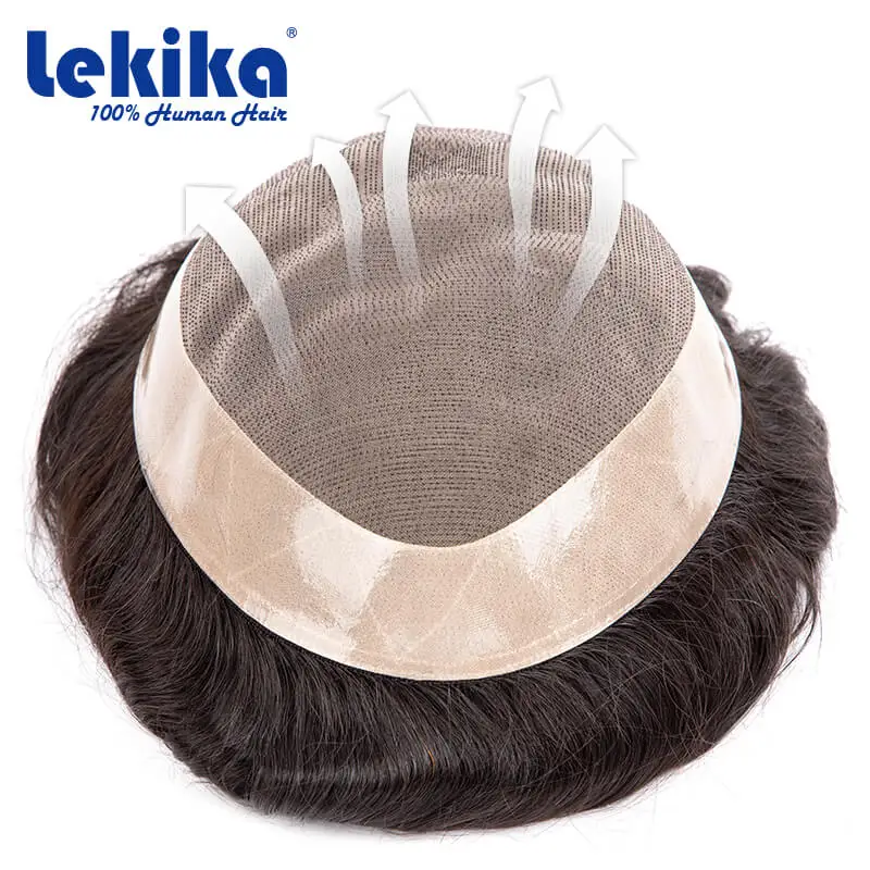 Toupee Mono Male Wig Men Wig 100% Natural Human Hair Durable Male Hair Prosthesis Toupee Men 6\