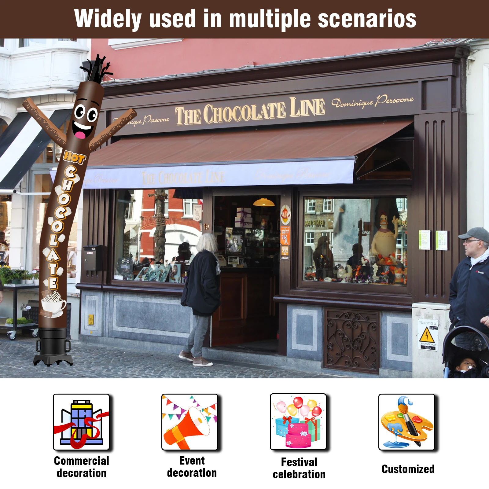 6/10/15/20FT Tall Inflatable Chocolate2 Dancing Guy for Outdoor Decoration Advertising(Blower Not Included)