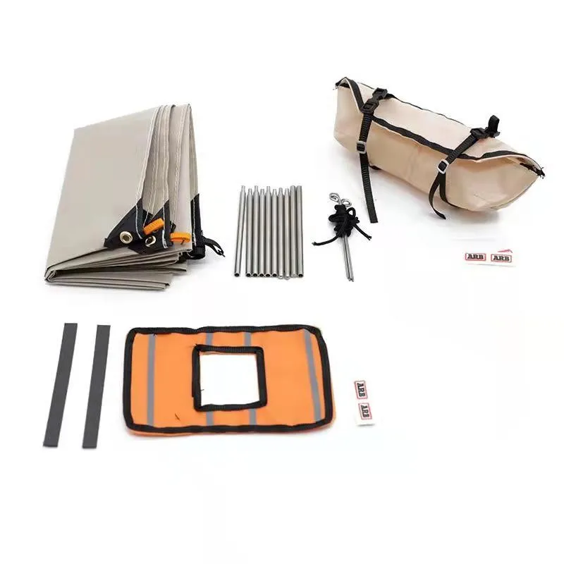 Simulated Canopy Outdoor Mood Accessories Set Suitable for 1/10 RC Crawler Car TRX4 SXC10 TRX6 Flag Luggage Bag Travel