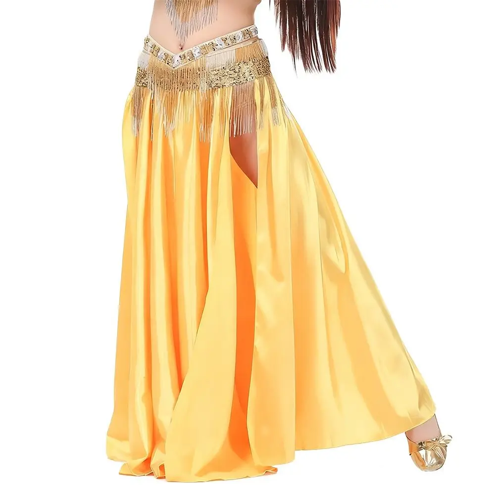 Fashion Chiffon Dancing Skirt Shining Tassels Belly Dance Skirt Sun Skirt Bohemian Belly Dance Accessories Women