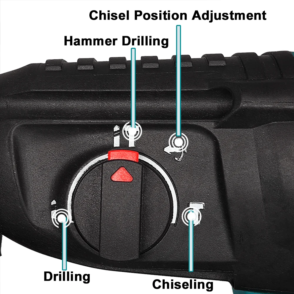 PATUOPRO 26mm Brushless Electric Rotary Hammer Drill Cordless 4-Mode Adjustable Handheld Power Tools For Makita 18V Battery