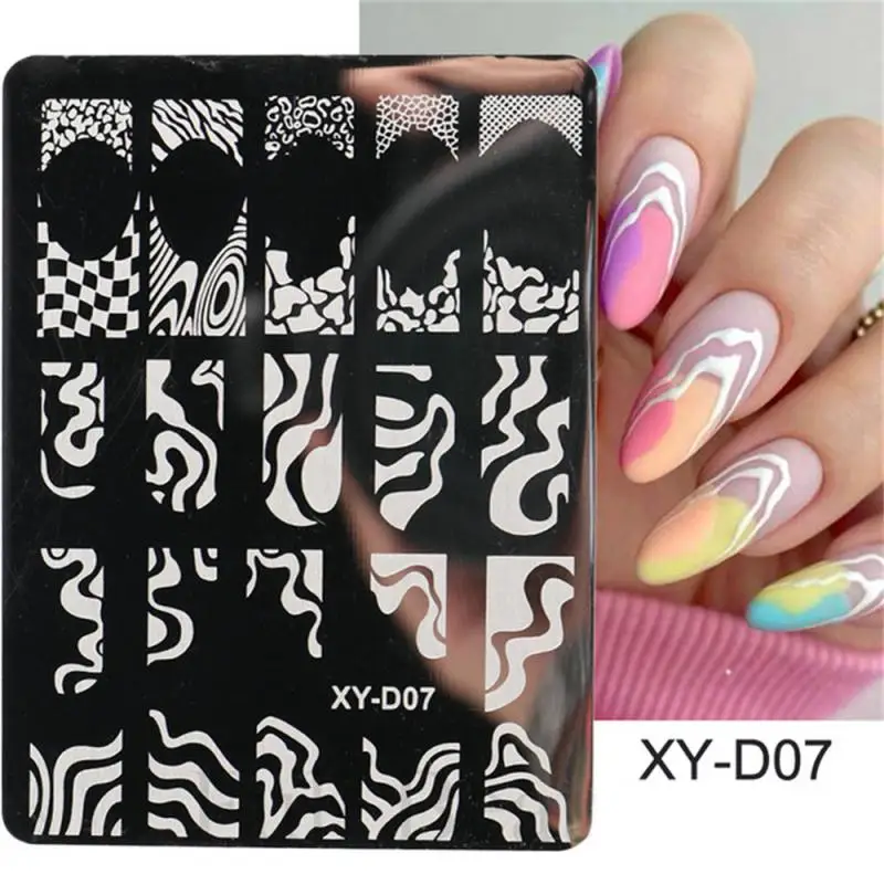 French Line Nail Stamping Plates Stencil Forms Geometry Flowers Leaf Nail Art Stamp Templates Gel Polish Printing Plate