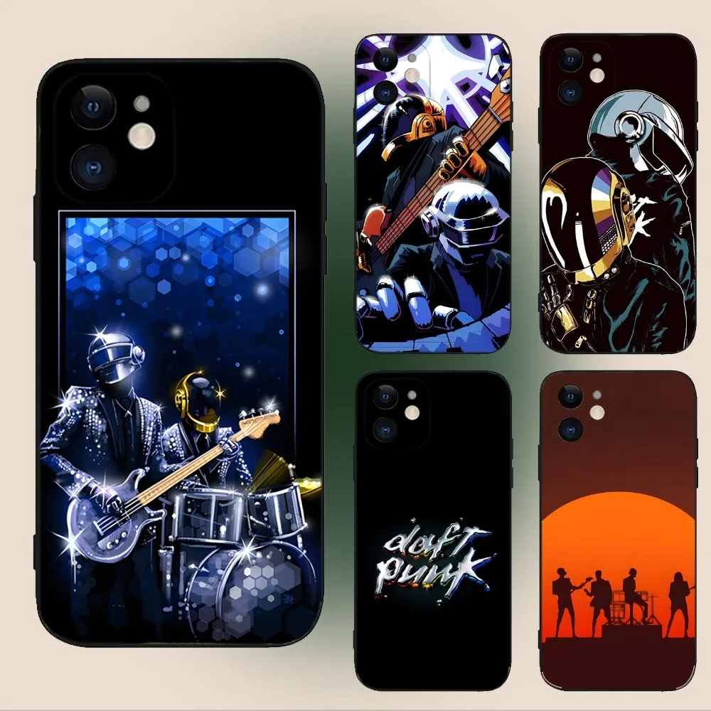 D-Daft Punk Band Phone Case For iPhone 15,14,13,12,11,Plus,Pro Max,XS,X,XR,SE,Mini,8,7 Soft Silicone Black Cover