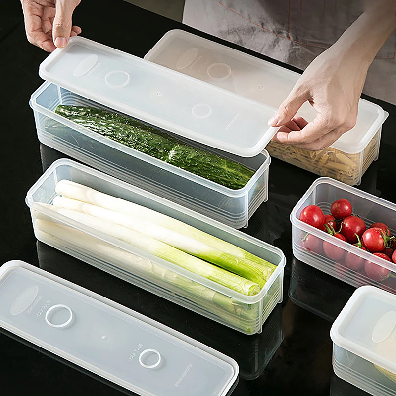 

1PC Noodle Storage Box Long Noodle Preservation Box Plastic Large Size Spaghetti Rectangle Food Fresh-keeping Sealed Box