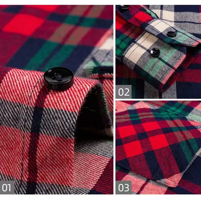 Plus Size 8XL 7XL Men\'s Plaid Shirts New Autumn Casual Long Sleeved Checked Fashion Slim Fit 100% Cotton Soft Male Flannel Shirt