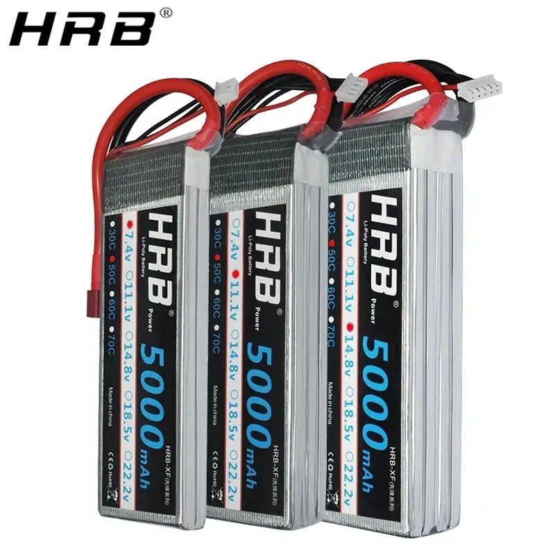 HRB 2S 3S 4S Lipo Battery 7.4V 11.1V 5000mah XT60 50C Deans EC5 T 5S 6S 14.8V 18.5V 22.2V RC Parts For Axial Airplanes Cars Boat